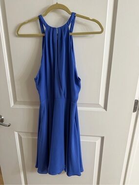 Express Cobalt Halter Fit-and-Flare Dress